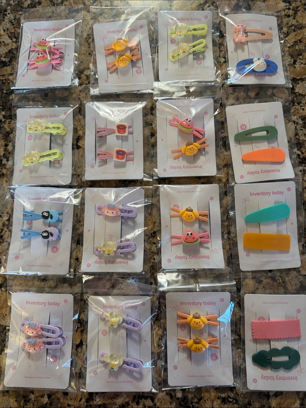 New Kids Cute Character Hair Clips Set - Assorted Colors 16 pkgs
